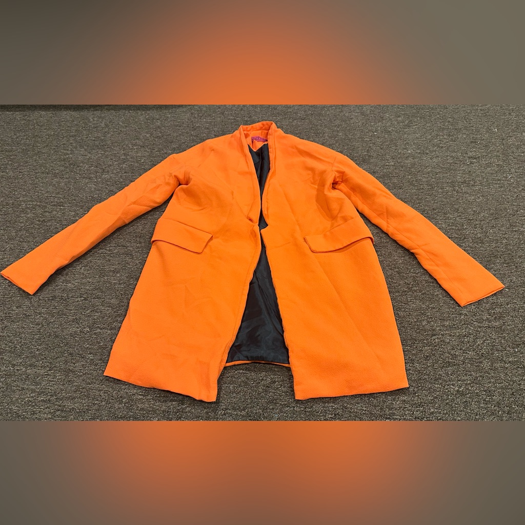 Euc Boo Hoo Vibrant Orange Open Front Jacket Coat Sz 4
